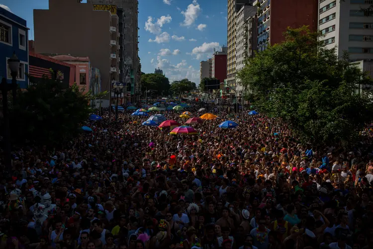 Bloco Tô de Bowie, no Carnaval do centro de São Paulo (Victor Moriyama/Getty Images)
