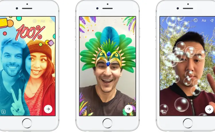 Messenger Day: os usuários poderão escolher entre mais de cinco mil quadros, efeitos e figuras para editar e personalizar suas imagens (Facebook/Divulgação)