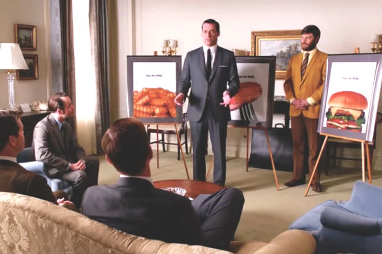 Cena de Mad Men: campanha da Heinz criada na ficção agora será usada pela marca na vida real (Mad Men/Reprodução)