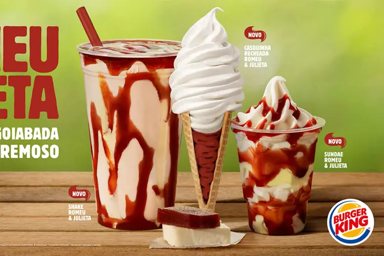 Sobremesas do Burger King Brasil: linha Romeu &amp; Julieta traz sundae, casquinha e milk-shake (Burger King/Divulgação)