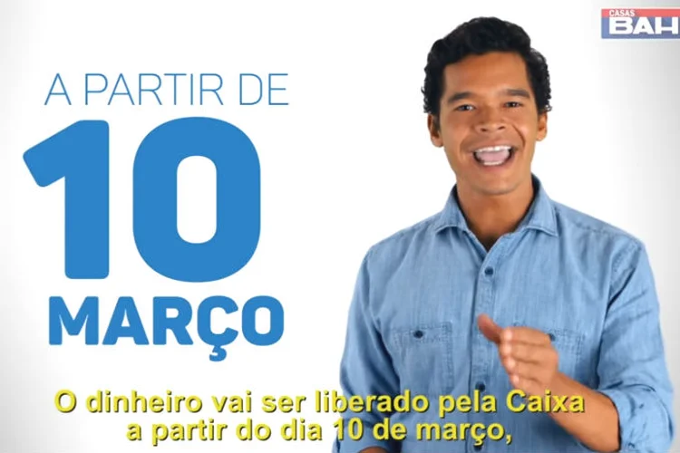 Comercial das Casas Bahia: explicação sobre contas inativas e FGTS (YouTube/Casas Bahia/Reprodução)