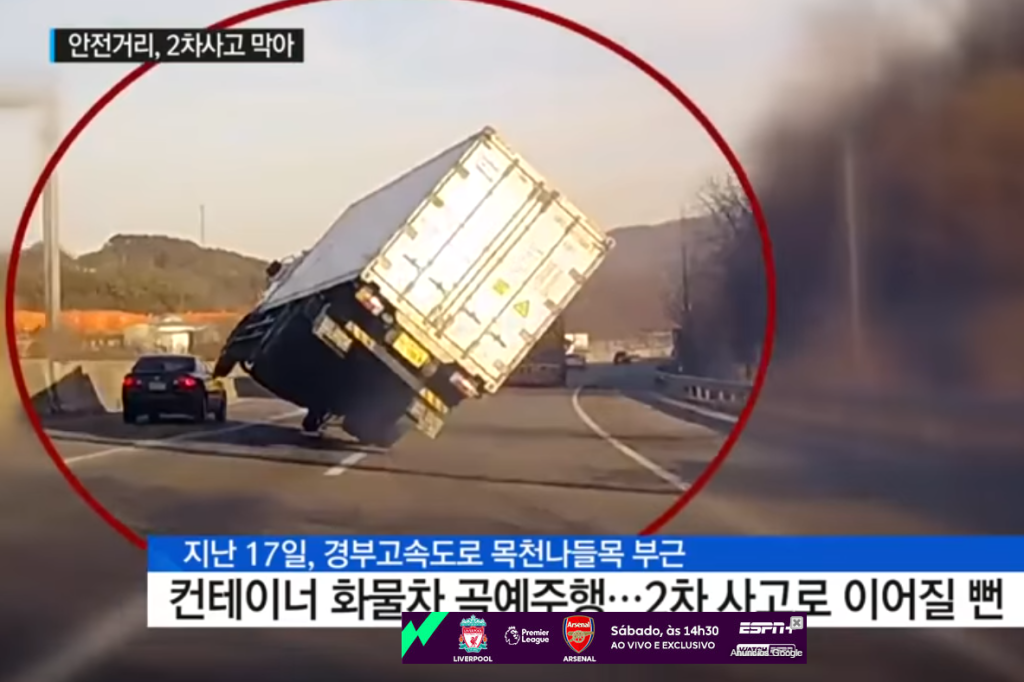 Motorista milagroso evita acidente após caminhão quase tombar