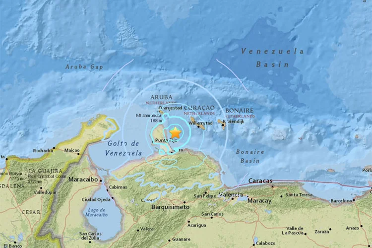 Terremoto: o fenômeno foi "amplamente sentido na região centro-ocidental da Venezuela" (USGS/Reprodução)