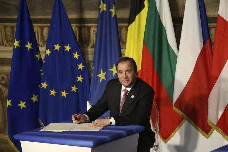 Primeiro-ministro da Suécia: o social-democrata Stefan Lofven Lofven e seu governo em minoria continuarão exercendo o poder de forma interina até que a nova Câmara constituída nesta terça (25) (Remo Casilli/Reuters)