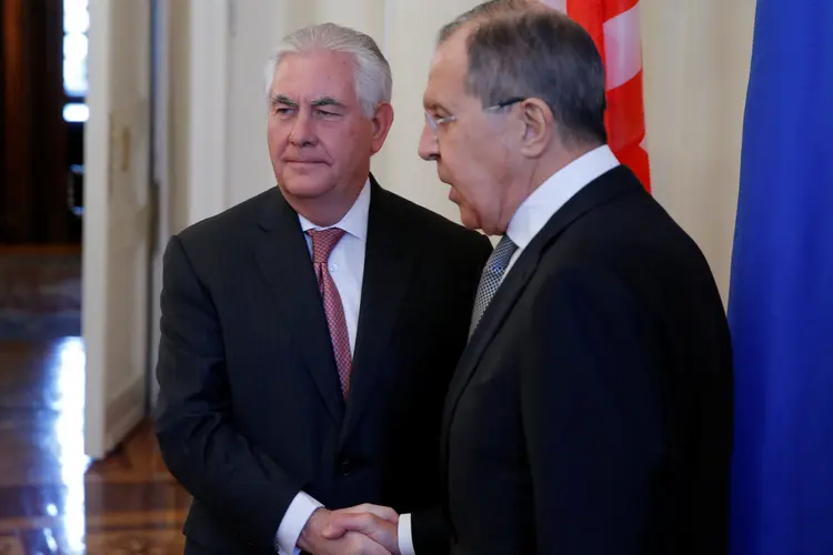 Reunião: Tillerson e Lavrov trocaram farpas nos últimos dias sobre o suposto ataque químico na cidade de Khan Sheikhun (Maxim Shemetov/Reuters)