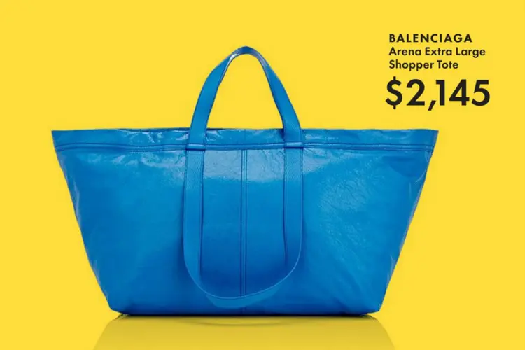 Nova bolsa de couro da Balenciaga: piadas na internet sobre semelhança com sacola da Ikea (Balenciaga/Reprodução)