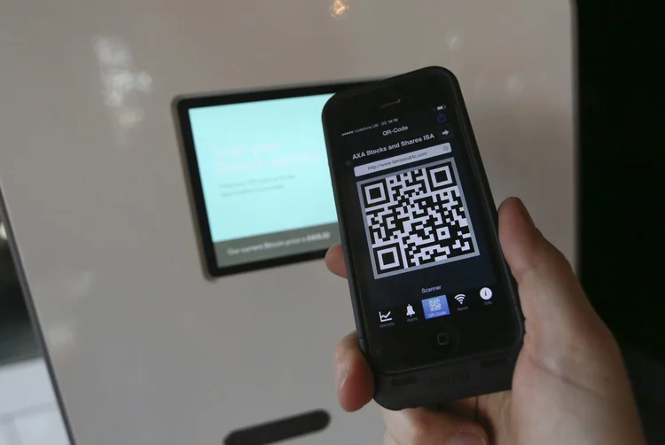 QR code: as famílias levam as placas para casa e enviam o código a outros parentes e amigos (Chris Ratcliffe/Bloomberg)