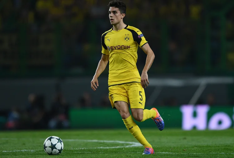 Jogador Marc Bartra, do clube de futebol Borussia Dortmund. em Lisboa, dia 18/10/2017: o jogador ficou ferido (Octavio Passos/Getty Images)