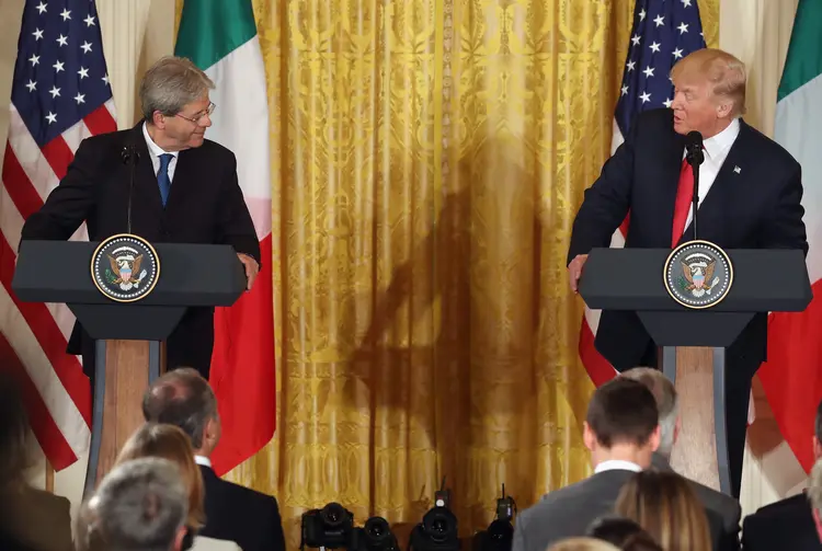 Trump e Gentiloni: o primeiro-ministro italiano afirmou ter tido uma reunião "muito frutífera" com Trump (Getty Images/Getty Images)
