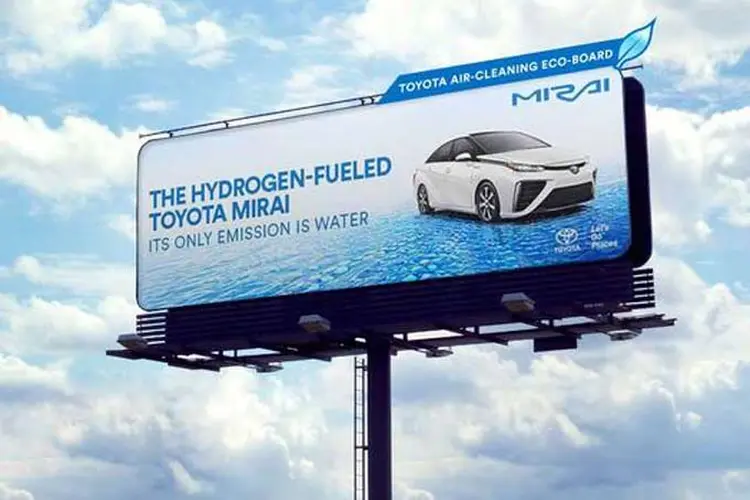 Outdoor ecológico  da campanha do Mirai, modelo movido a hidrogênio da Toyota. (Toyota/Divulgação)