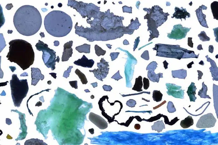 Não se engane: esta colagem "artística" é feita de detritos  plásticos encontrados no Oceano Ártico. (Andrés Cózar/Reprodução)