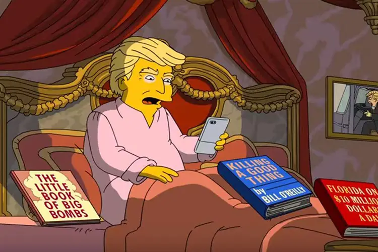 Donald Trump: o episódio de Os Simpsons também brinca com o fato do presidente gostar dos jornais da Fox, canal no qual a série é transmitida (Os Simpsons/Divulgação)