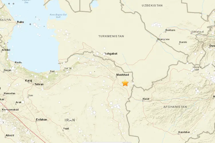 Terremoto no Irã: governador da província disse na televisão estatal que o terremoto aconteceu às 10h39 do horário local e abalou uma vasta área (USGS/Divulgação)