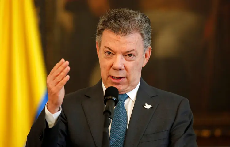 Juan Manuel Santos: presidente colombiano destacou que a posição de Bogotá sempre "foi a de ajudar a buscar uma saída negociada" para a grave crise venezuelana (Jaime Saldarriaga/Reuters)