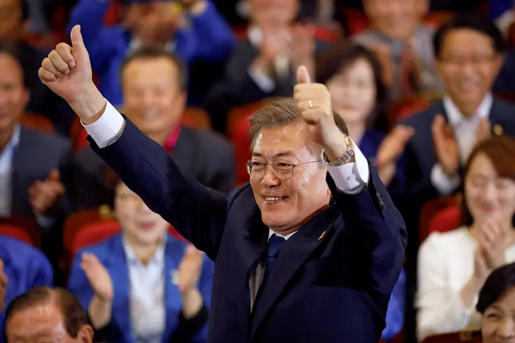 Moon Jae-in: votação coloca fim a um vácuo de liderança que durou meses desde o impeachment de Park (Kim Hong-Ji/Reuters)