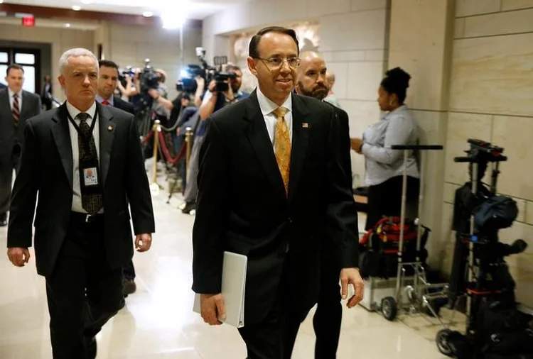 Rod Rosenstein: alguns democratas deixaram o encontro dizendo não estarem satisfeitos com as informações (Joshua Roberts/Reuters)