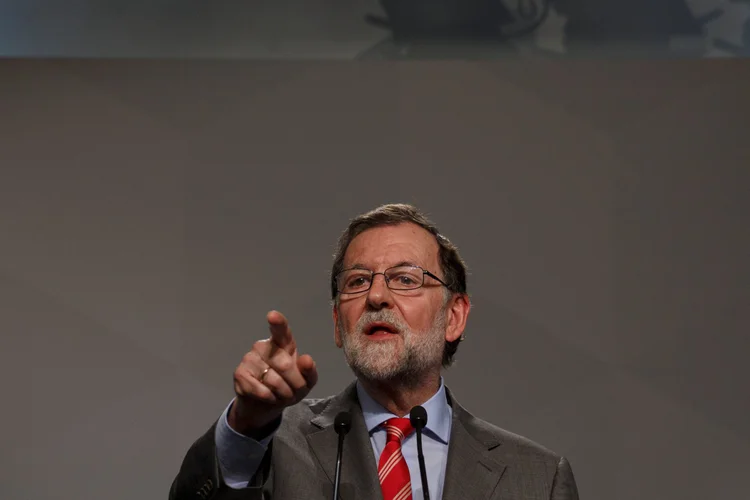 Mariano Rajoy: dirigentes independentistas catalães participam de uma conferência na prefeitura de Madri para pressionar o governo (Sergio Perez/Reuters)