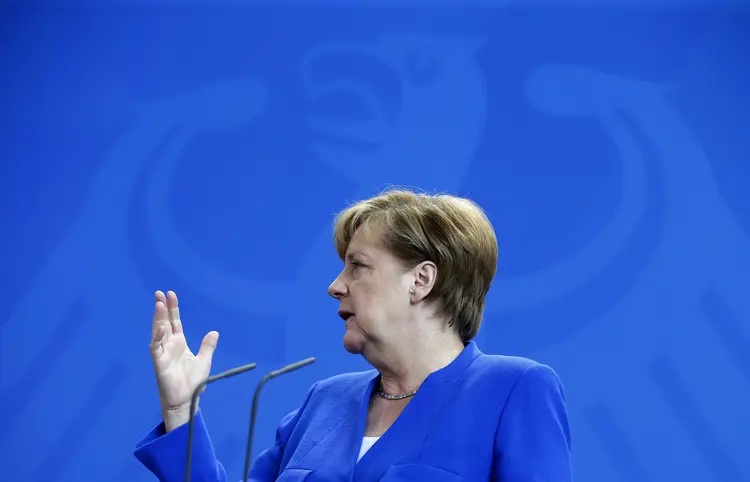 Merkel: "A Índia quer um mundo não apenas interconectado, mas que também seja guiado corretamente" (Hannibal Hanschke/Reuters)