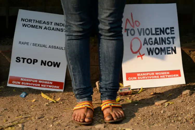 Protesto na Índia pelo o fim da violência contra as mulheres (Sajjad Hussain/AFP)