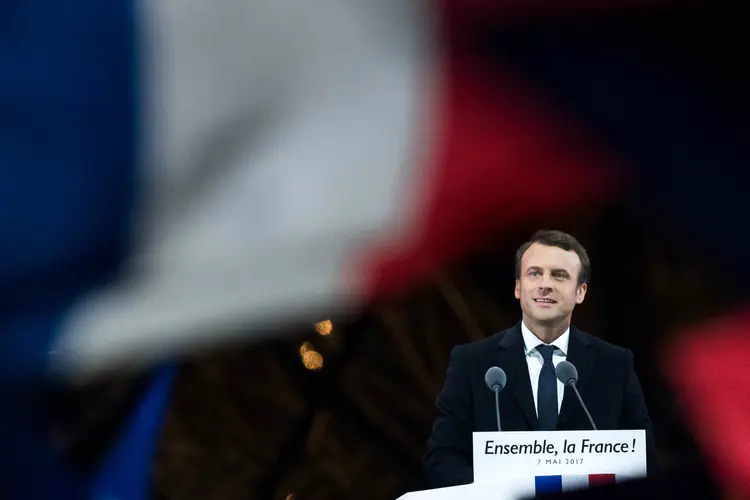 O novo presidente da França Emmanuel Macron: aos 39 anos, centrista é a pessoa mais jovem a ocupar o cargo (David Ramos/Getty Images)