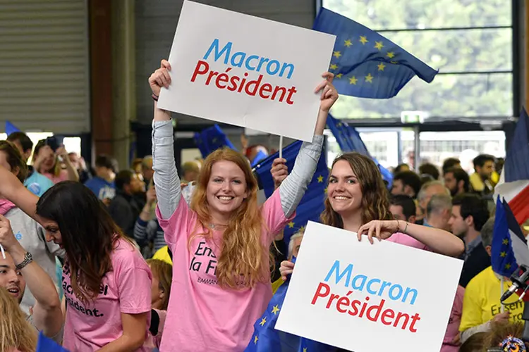 Macron: os mercados asiáticos receberam com pouco mais de entusiasmo a vitória de Macron (Aurelien Meunier/Reuters)