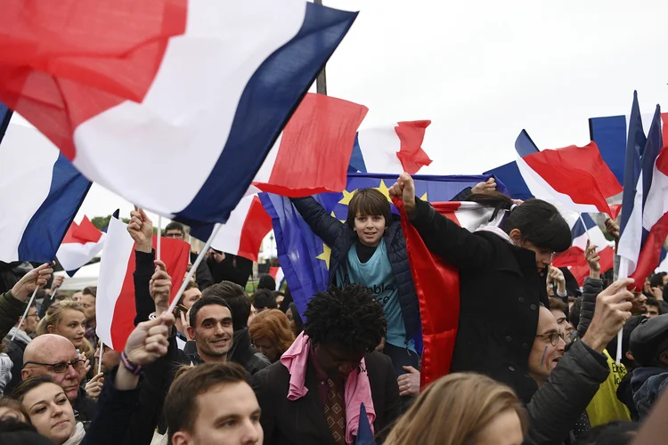 Vitória: segundo pesquisa boca de urna, Macron recebeu 65,9% dos votos (David Ramos Getty Images/Getty Images)