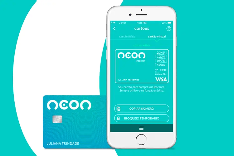 Banco Neon: Clientes têm limite diário de saque de 2 mil reais (Banco Neon/Divulgação)