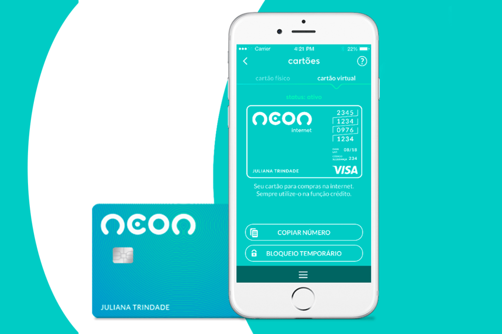 Banco Neon: Clientes têm limite diário de saque de 2 mil reais (Banco Neon/Divulgação)