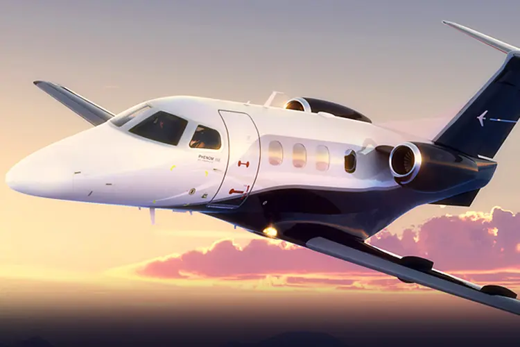 Phenom 100: o jatinho é uma das aeronaves que o usuário pode escolher no app (Embraer/Divulgação)