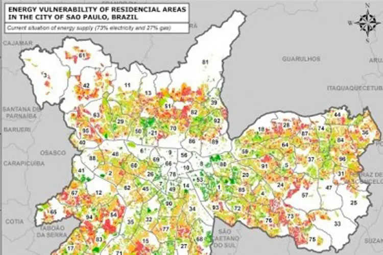 Estudo feito no RCGI indica que uso equitativo de gás e eletricidade diminuiria em 11% a vulnerabilidade energética das residências paulistanas (RCGI/Divulgação)