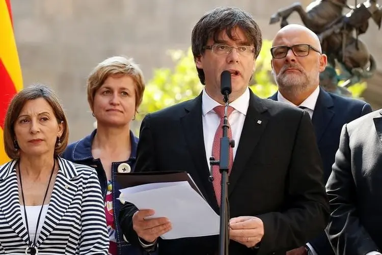 O líder da região da Catalunha, na Espanha, Carles Puigdemont: campanha pela separação do país foi encerrada. (Albert Gea/Reuters)