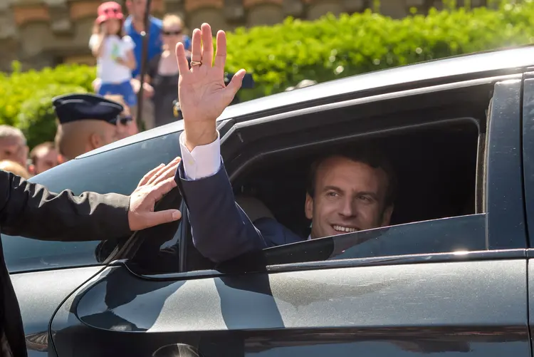 Emmanuel Macron: o partido da direita tradicional, Os Republicanos, ficou em segundo lugar em nível nacional (Christophe Petit Tesson/Pool/Reuters)