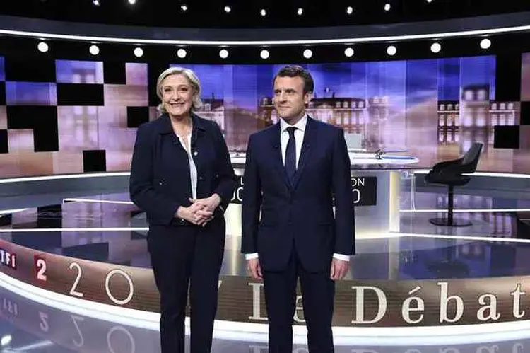 ÚLTIMO DEBATE: Emmanuel Macron e Marine Le Pen se enfrentaram pela última vez antes das eleições de domingo 7 / Eric Feferberg/Reuters
