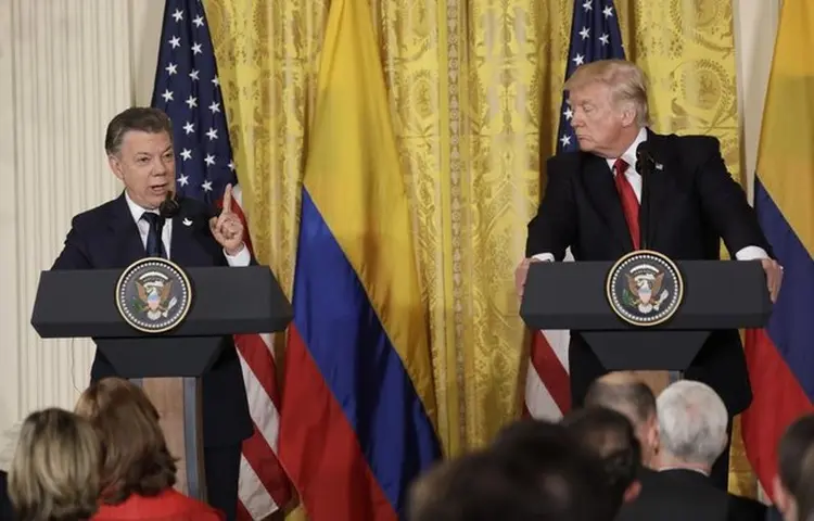 SANTOS E TRUMP: Venezuela e relações comerciais foram assunto na visita do presidente colombiano aos EUA / Kevin Lamarque/Reuters