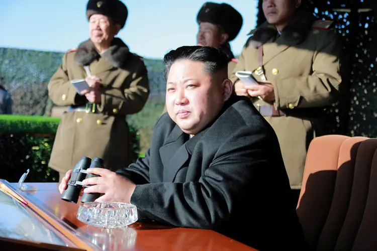 Kim Jong-un: a Coreia do Norte suspendeu as conversas com a Coreia do Sul após manobras militares no país (KCNA/Reuters)
