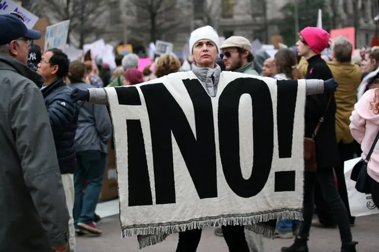 PROTESTO EM WASHINGTON: &#8220;Por que essas pessoas não votaram?”, perguntou Trump / Canice Leung/ Reuters