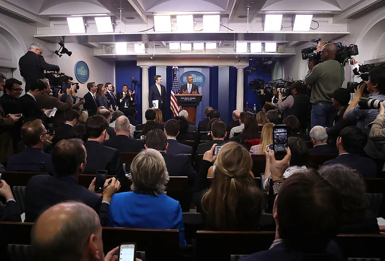 OBAMA E A IMPRENSA: a última coletiva do presidente deve ser marcada por assuntos iminentes e também pelo legado da gestão / Mark Wilson/Getty Images