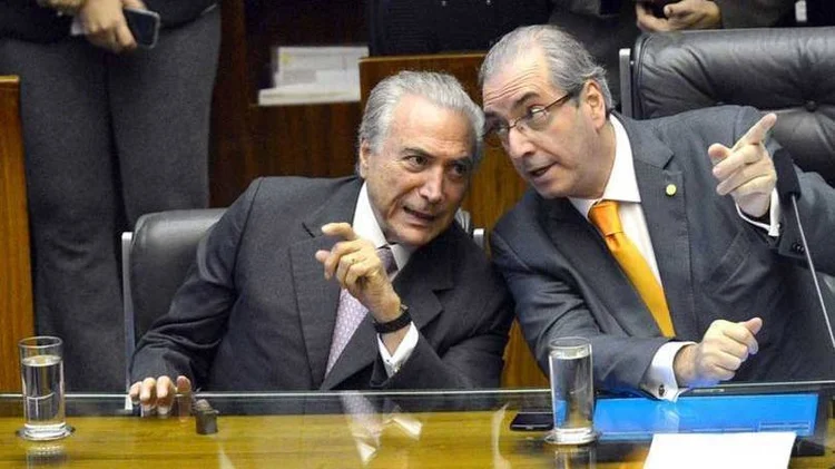 Temer e Cunha: o ex-presidente da Câmara afirmou ainda que as atividades criminosas confessadas pelo empresário foram feitas por conta e risco dele (Antonio Cruz/Agência Brasil)