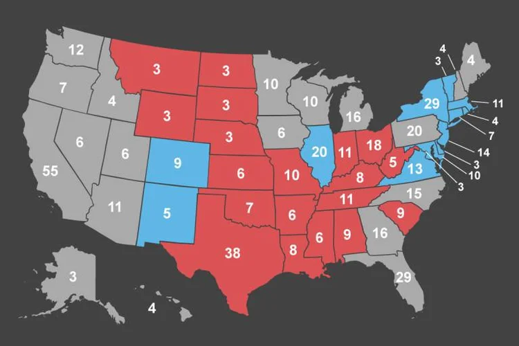 MAPA ELEITORAL: segundo cálculo da CNN, o candidato republicano tem vitória assegurada em 19 estados / Veja