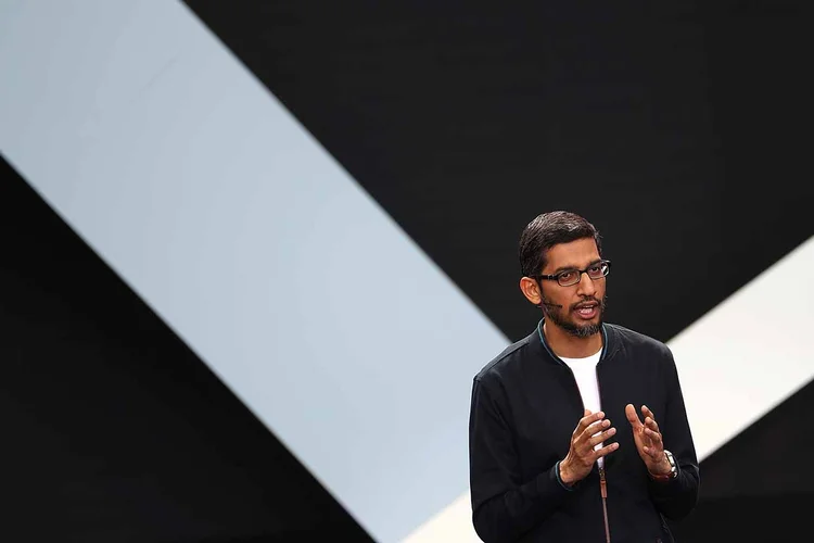 SUNDAR PICHAI: presidente do Google anuncia o Android N durante encontro com desenvolvedores / Justin Sullivan/Getty Images