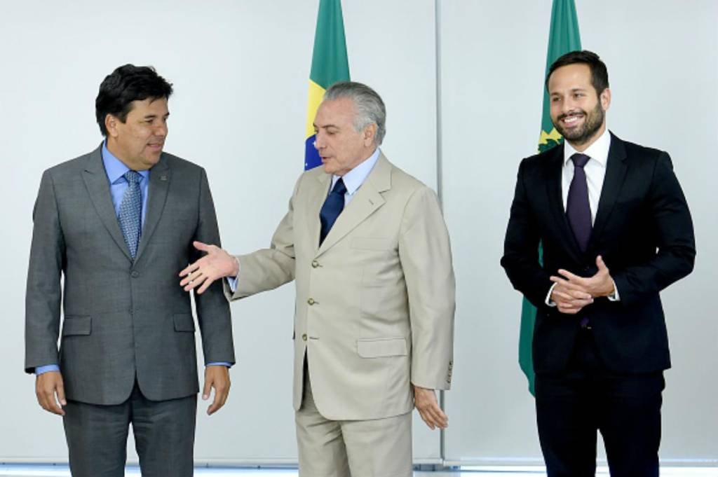 MENDONÇA FILHO, MICHEL TEMER E MARCELO CALERO: incorporação do MinC à pasta da Educação gerou polêmica e protestos em várias partes do país / Evaristo Sa / Getty Images