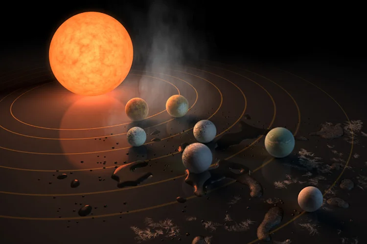 NOVOS PLANETAS: A Nasa descobriu sete planetas, três deles com possibilidade de vida, ao redor da estrela Trappist-1 / NASA/JPL/Divulgação