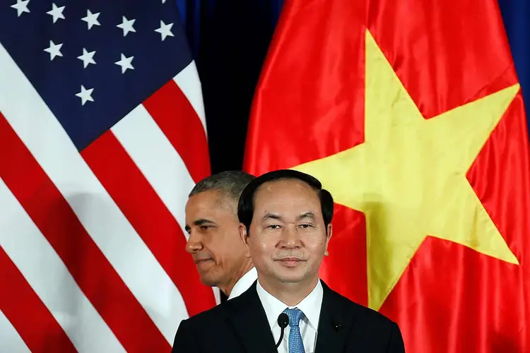 OBAMA E TRAN DAI QUANG, PRESIDENTE DO VIETNÃ: fim de um embargo de 50 anos  / Carlos Barria/ Reuters