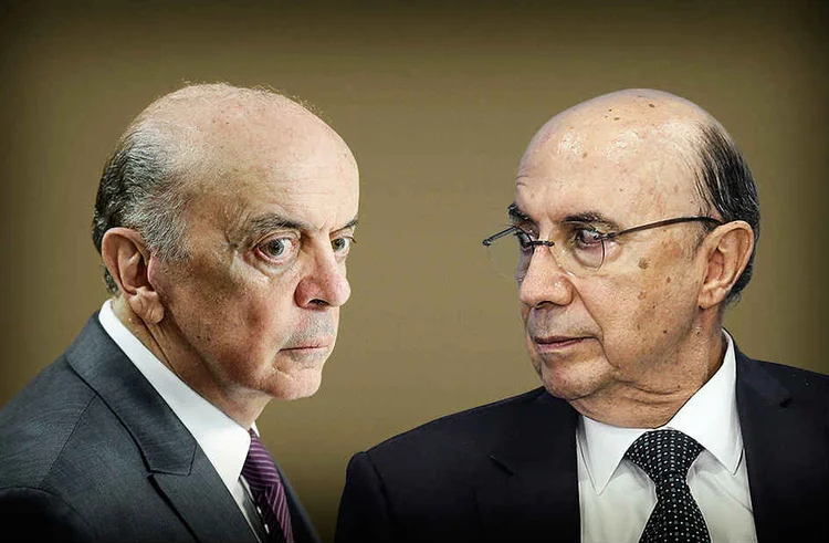 SERRA E MEIRELLES: os dois ministros têm visões diferentes de economia e são potenciais candidatos a presidente em 2018  / Alan Marques/ Folhapress / Montagem: Leandro Fonseca