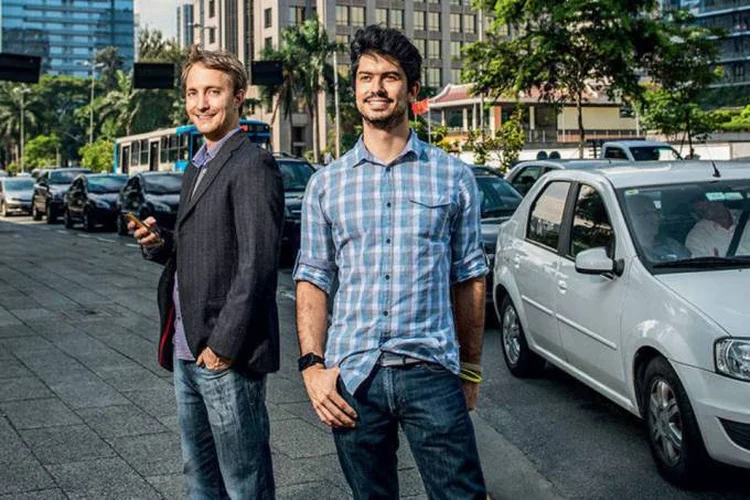 Ariel Lambrecht e Renato Freitas, fundadores da 99: os dois se juntaram para empreender no mercado de bicicletas (Germano Lüders/Exame)