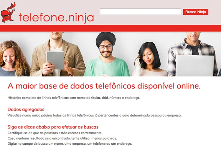 Telefones: números de celular, endereços e e-mails estão disponíveis para consulta na web (EXAME.com/Reprodução)