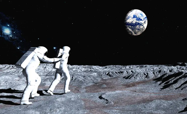 Ilustração de astronautas na Lua (Sergydv/Thinkstock)