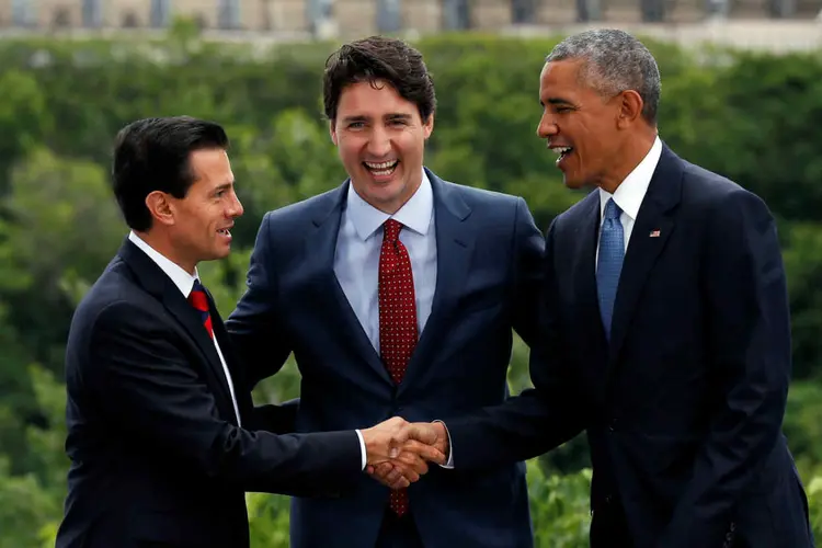 NIETO, TRUDEAU E OBAMA: eles afirmaram que vão trabalhar para fortalecer o Nafta / Chris Wattie/ Reuters