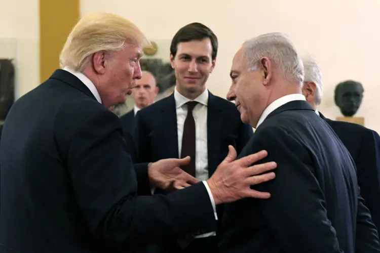 TRUMP, KUSHNER E NETANYAHU: o genro do presidente americano se encontra com o líder de Israel em mais um capítulo da busca pela paz no Oriente Médio / Kobi Gideon/ GPO