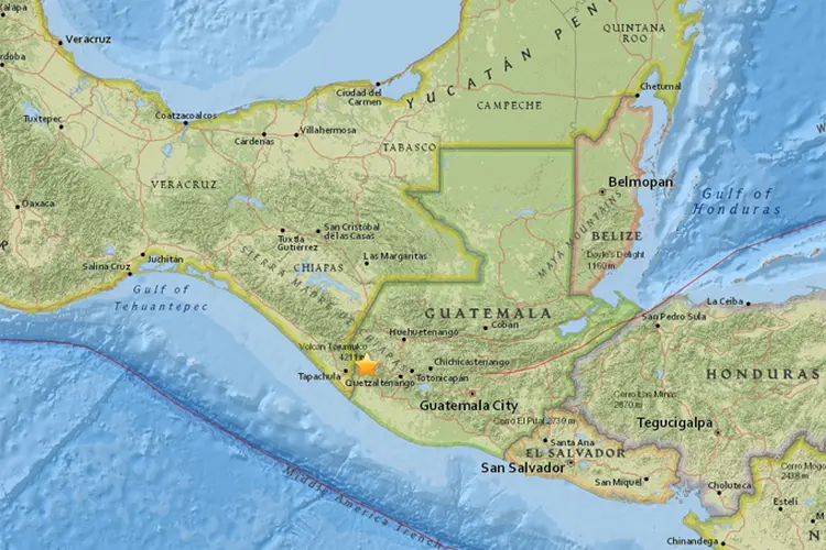 Terremoto: energia foi interrompida nas regiões de Retalhuleu, Quetzaltenango e Suchitepequez na Guatemala (USGS/Divulgação)